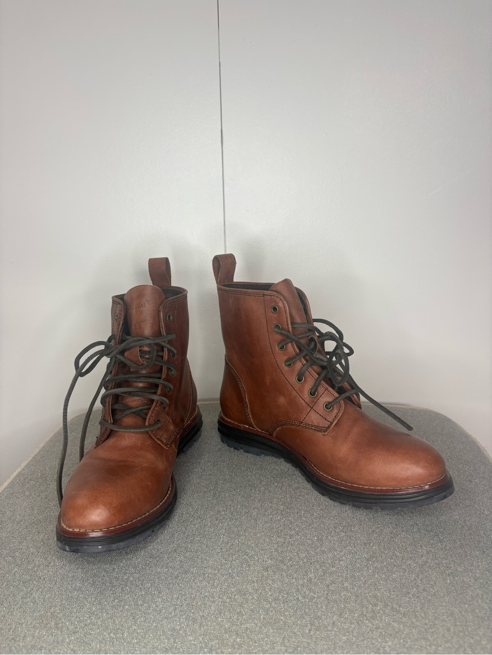 Cole Haan Women Brown Leather Lace-Up Boots
